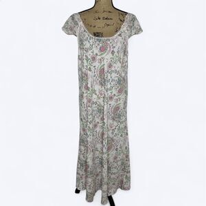 Madison Studio Intimates Satin Maxi Nightgown Womens Size L Floral Lace Vintage